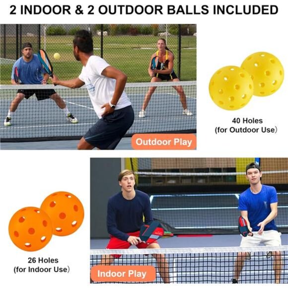 Pickleball Paddles, Fiberglass Surface Pickleball Paddles Set of 4, Pickleball - Picture 6 of 8